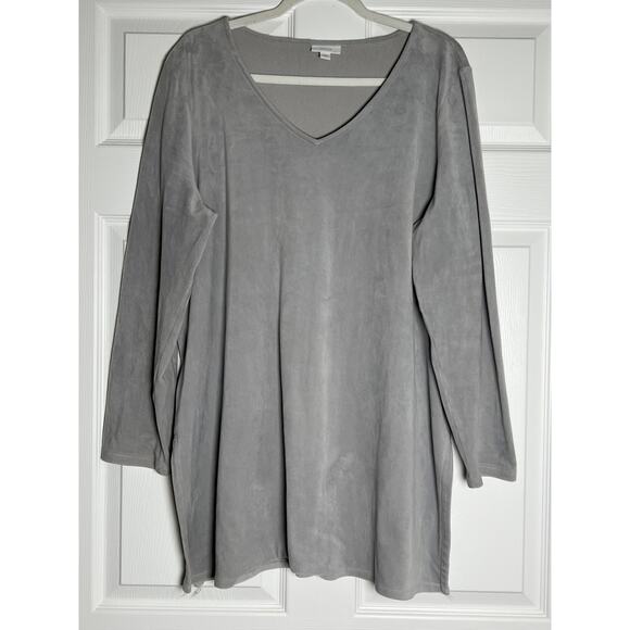 Pure Jill 3/4 Sleeve V-Neck Pullover Tunic Sweater Womens Size XL Gray Side Vent - Picture 1 of 7